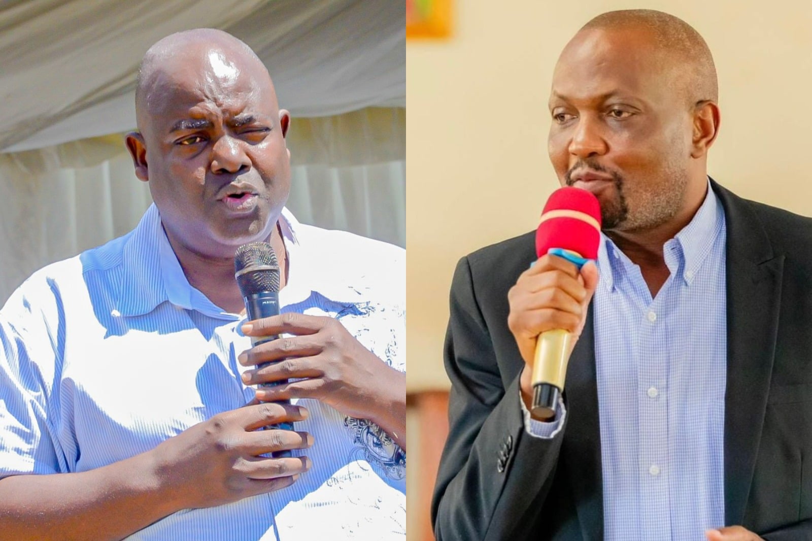 Collage photo of George Aladwa and Moses Kuria.